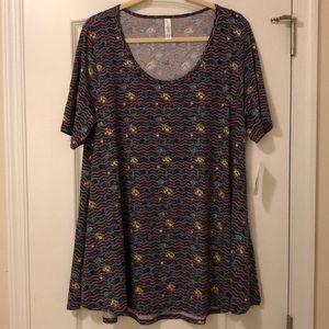 LuLaRoe Floral Purple Perfect T XL